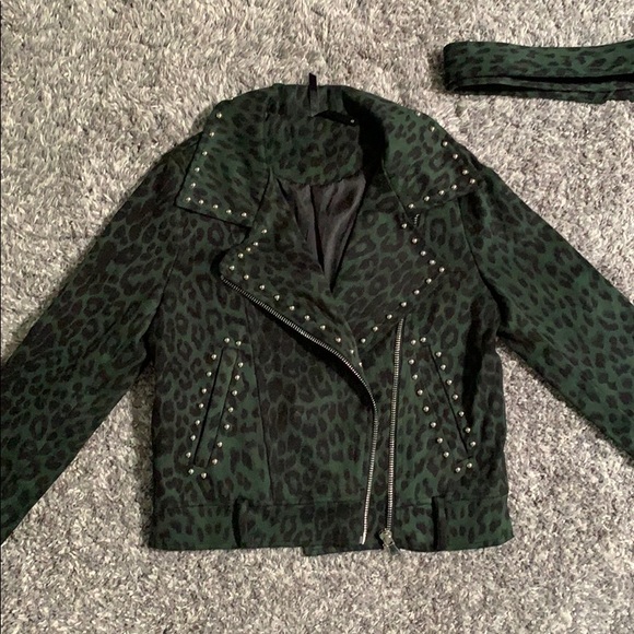 Nasty Gal Leopard Moto Jacket with Studs - Picture 2 of 16